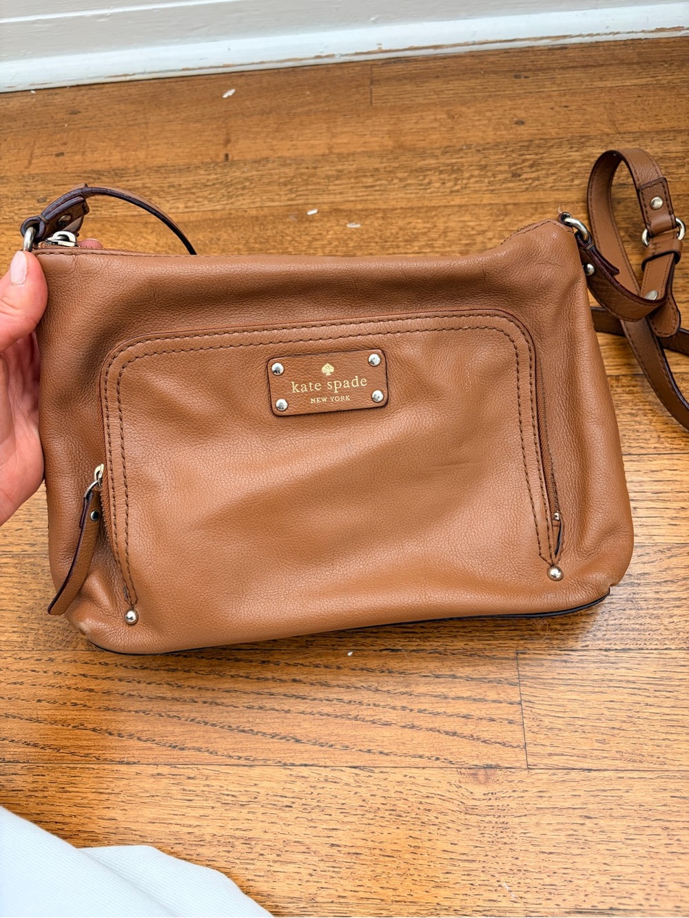kate spade Brown Leather Crossbody with Front Zip Pocket - Picture 3 of 6